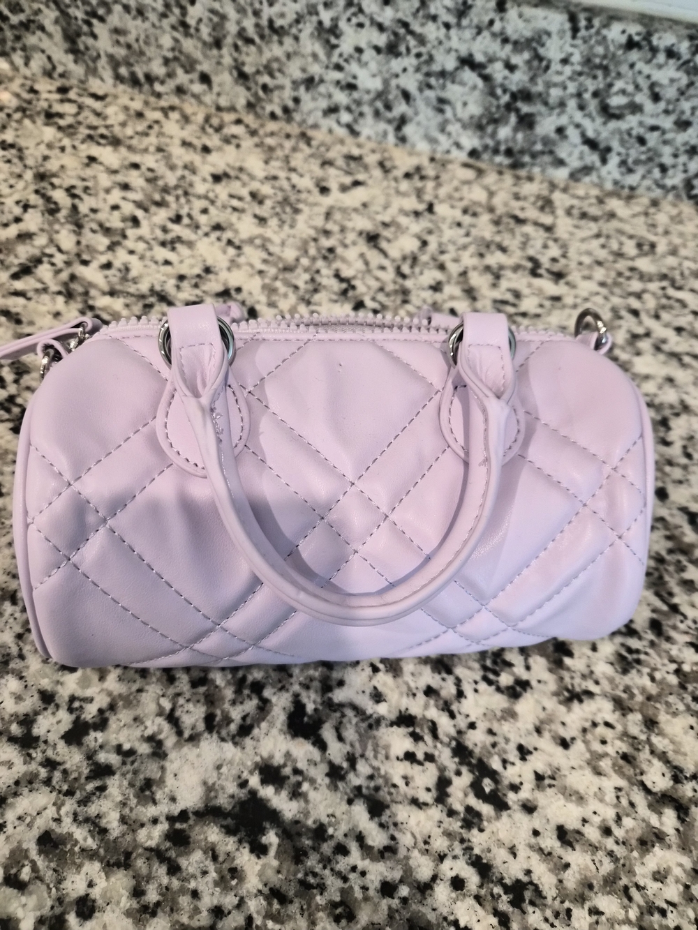 Quilted Barrel Satchel Handbag in Light Lavender - Women